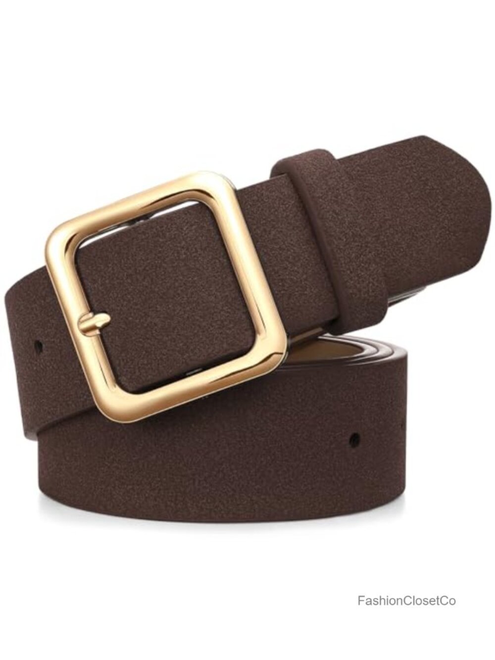 Women's Suede Leather Belt with Gold Buckle for Jeans Pants Dresses
